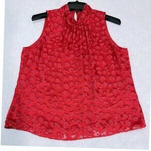 Velvet Burnout Red Mock Neck Sleeveless Top Whimseygoth VampireSize M